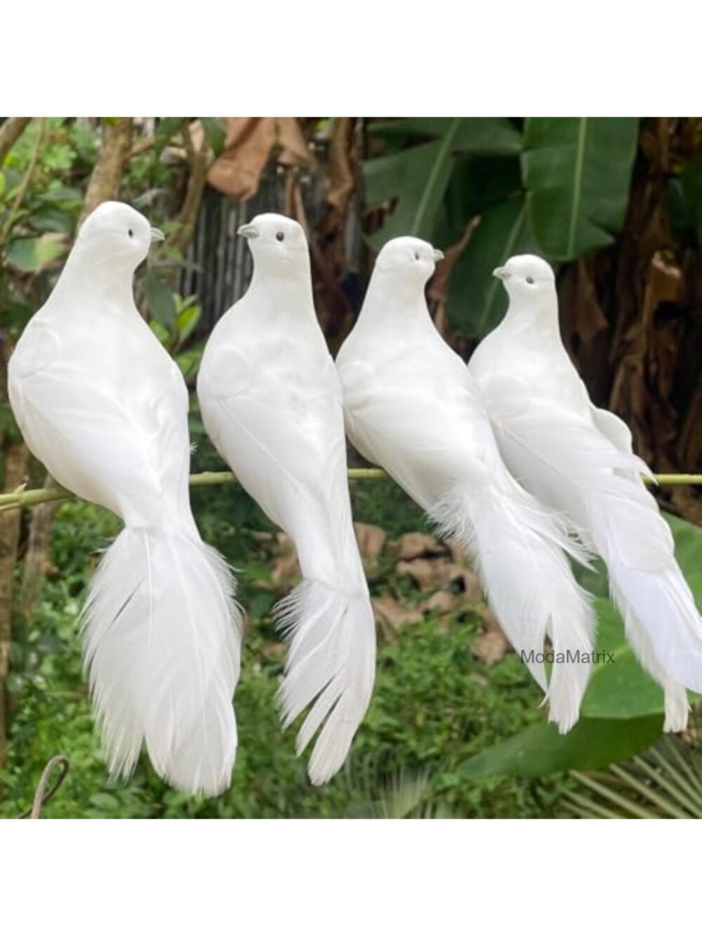 4pc 8in Peace Dove Clip On Feather Ornaments Christmas Tree Wedding Decor Crafts